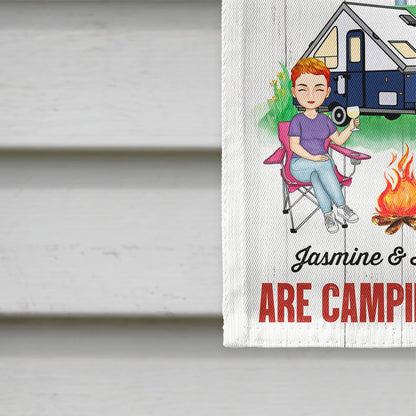 Warning Camping Again - Gift For Camping Couple - Personalized Custom Flag