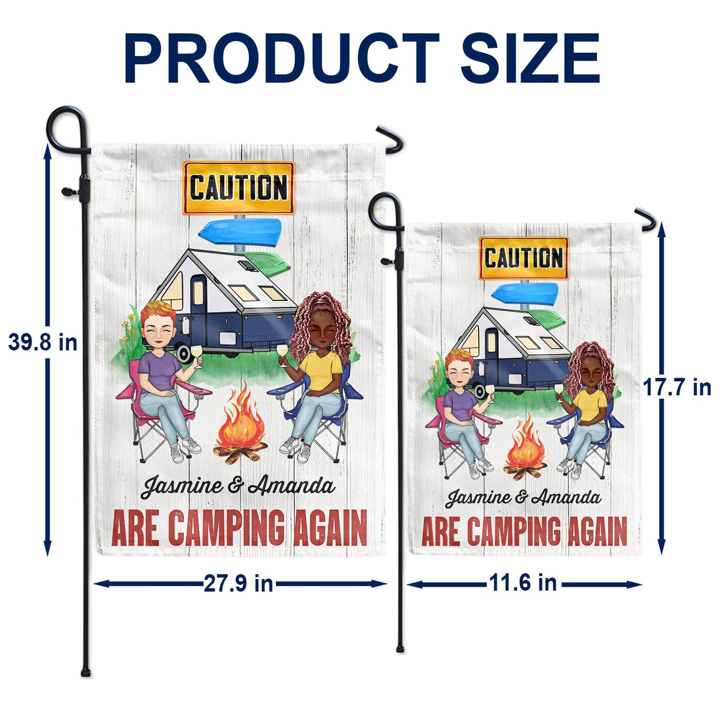 Warning Camping Again - Gift For Camping Couple - Personalized Custom Flag