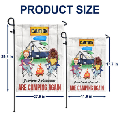 Warning Camping Again - Gift For Camping Couple - Personalized Custom Flag