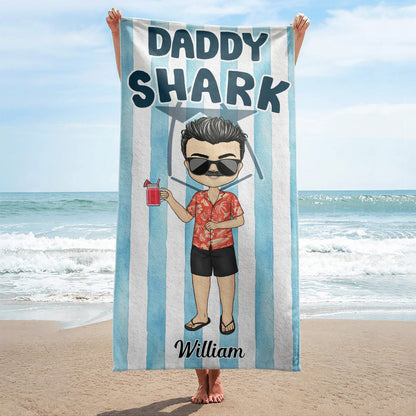 Family Shark - Gift For Family - Personalized Custom Beach Towel