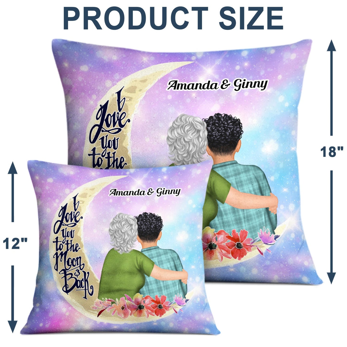 Love You To The Moon And Back - Grandma, Grandmother Gift - Personalized Custom Pillow