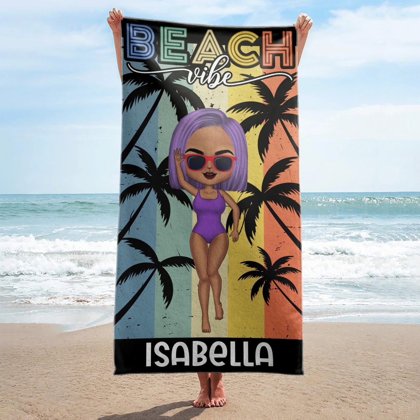 Summer Vacay Mode Salty Lil' Beach - Birthday Gift For Him, Her, Yourself, Girlfriend, Boyfriend, BFF Best Friends, Traveling Lovers - Personalized Custom Beach Towel