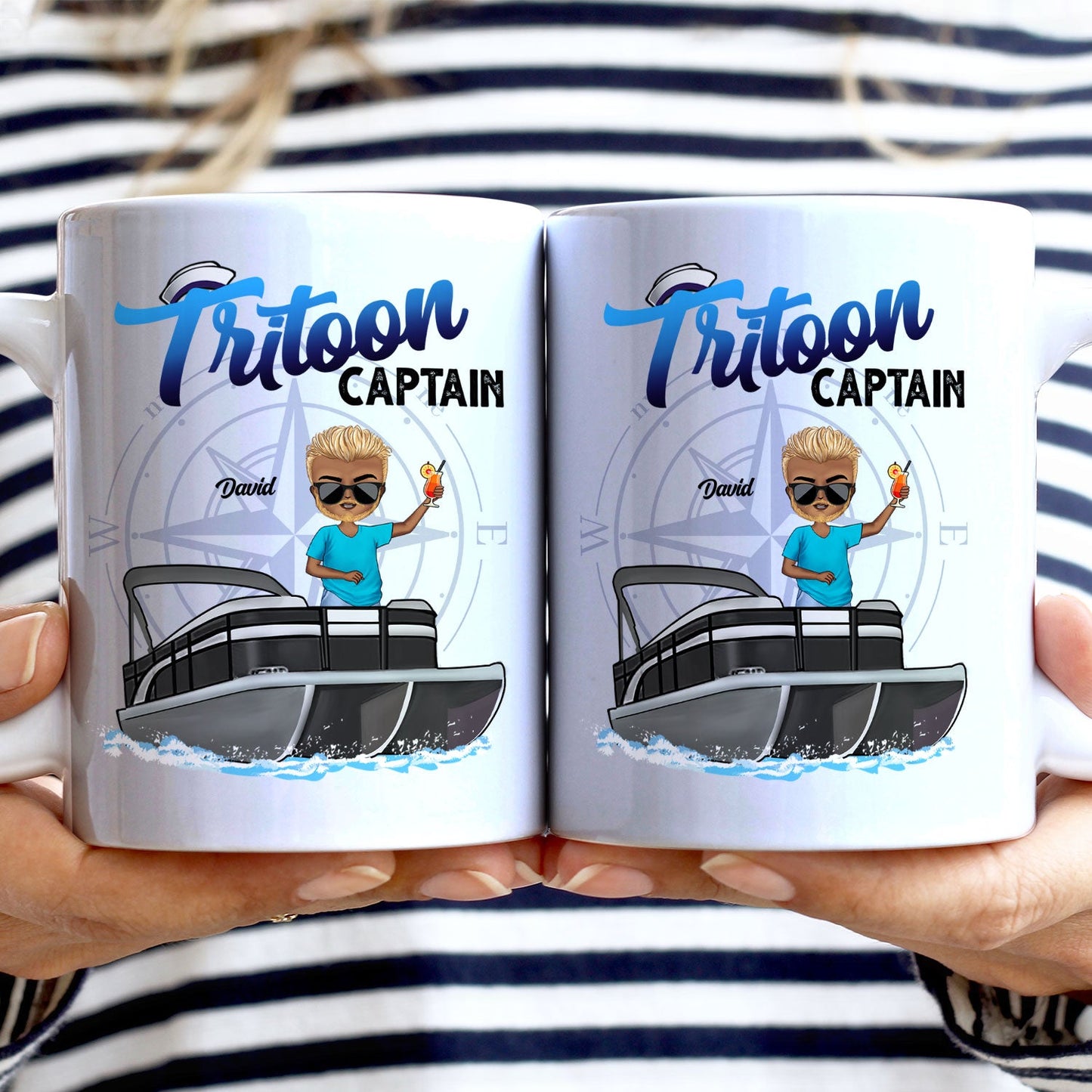 Boating Pontoon Captain - Birthday, Traveling, Cruising Gift For Pontooning Lovers, Beach Lovers, Travelers - Personalized Custom White Edge-to-Edge Mug