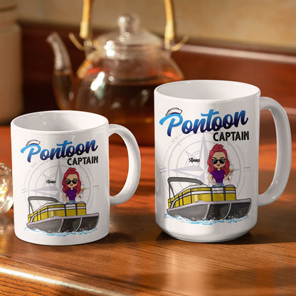 Boating Pontoon Captain - Birthday, Traveling, Cruising Gift For Pontooning Lovers, Beach Lovers, Travelers - Personalized Custom White Edge-to-Edge Mug