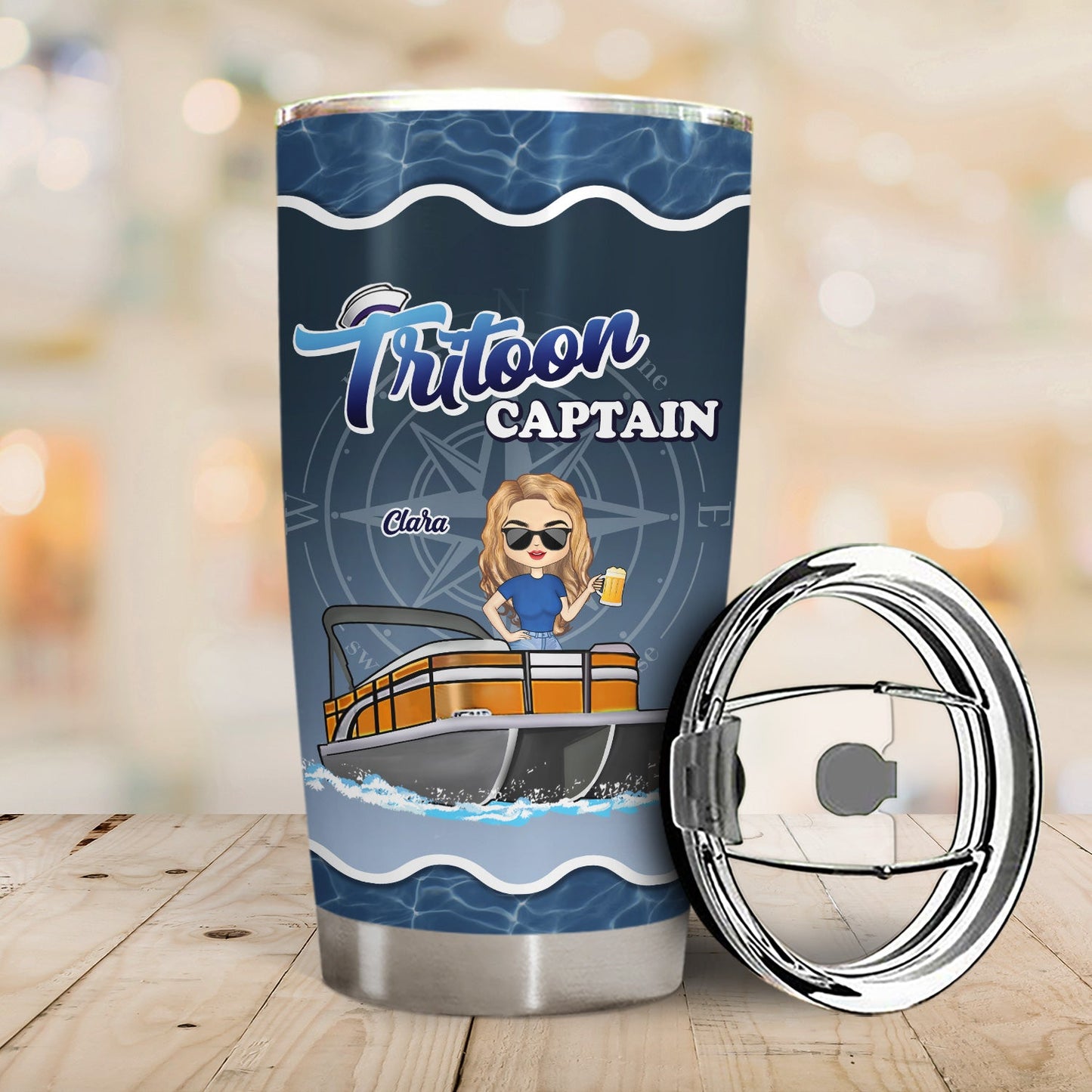 Boating Pontoon Captain - Birthday, Traveling, Cruising Gift For Pontooning Lovers, Beach Lovers, Travelers - Personalized Custom Tumbler
