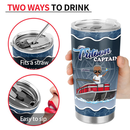 Boating Pontoon Captain - Birthday, Traveling, Cruising Gift For Pontooning Lovers, Beach Lovers, Travelers - Personalized Custom Tumbler