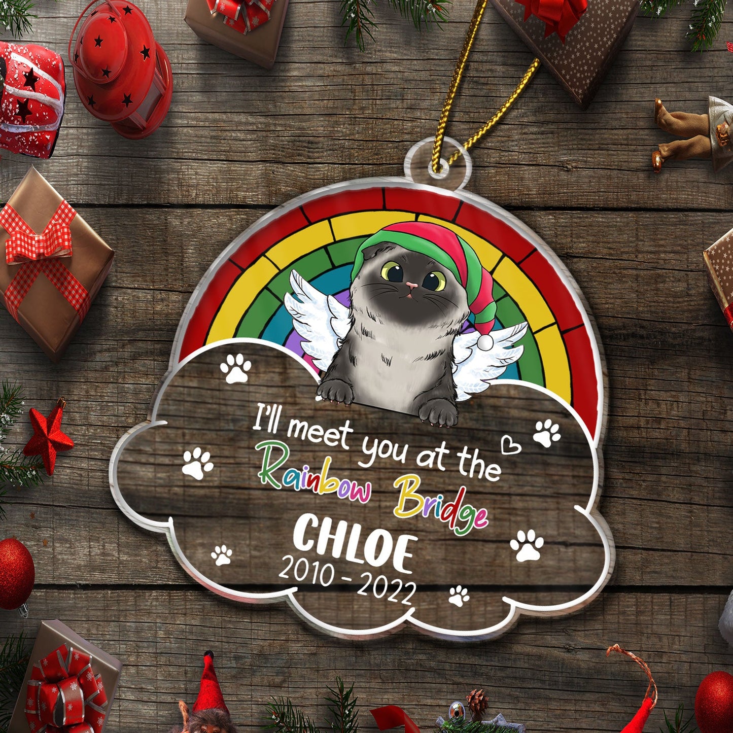 A Piece Of My Heart Is At The Rainbow Bridge Dog Cat - Pet Memorial Gift, Christmas Gift - Personalized Custom Shaped Acrylic Ornament