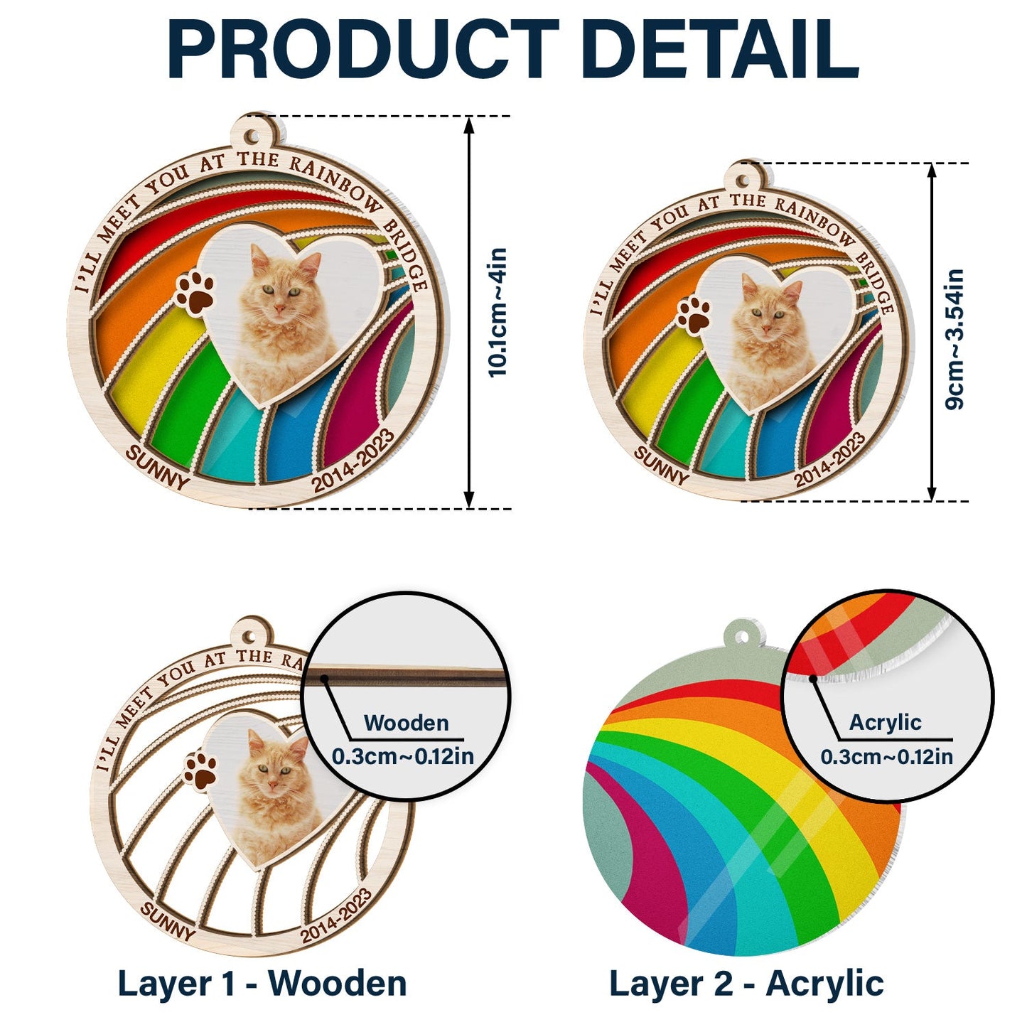 Custom Photo Dog Cat A Piece Of My Heart Is At The Rainbow Bridge - Pet Memorial Gift, Christmas Gift - Personalized Suncatcher Ornament