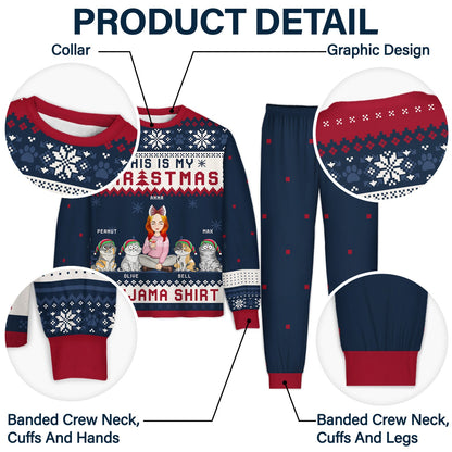 Cat Christmas Pawjama Shirt Cartoon Style - Gift For Cat Lovers, Cat Moms, Cat Dads - Personalized Unisex Pajamas Set