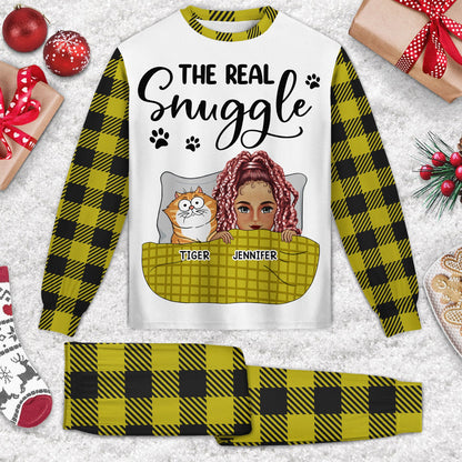 The Real Snuggle Cartoon Style - Gift For Cat Lovers, Cat Mom, Cat Dad - Personalized Unisex Pajamas Set