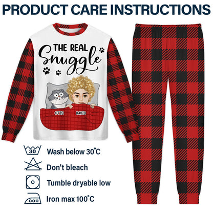 The Real Snuggle Cartoon Style - Gift For Cat Lovers, Cat Mom, Cat Dad - Personalized Unisex Pajamas Set