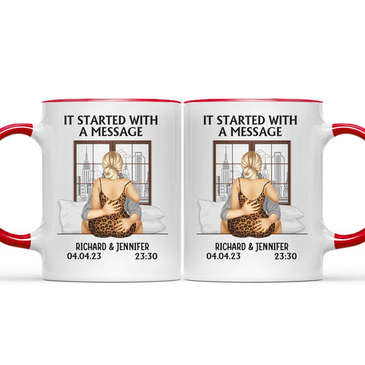 It Started With A Message - Gift For Couples - Personalized Accent Mug