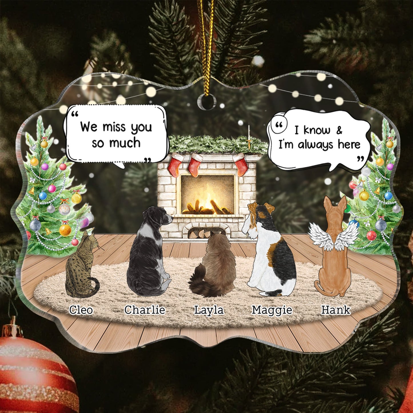 They Still Talk About You Cozy House - Memorial Christmas Gift For Pet Lovers - Personalized Medallion Acrylic Ornament