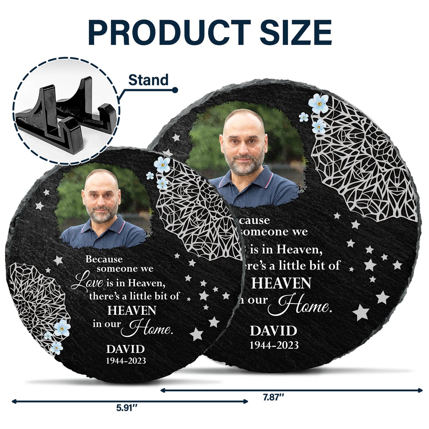 Custom Photo Stars In The Sky - Memorial Gift, Sympathy Gift - Personalized Circle Memorial Garden Stone