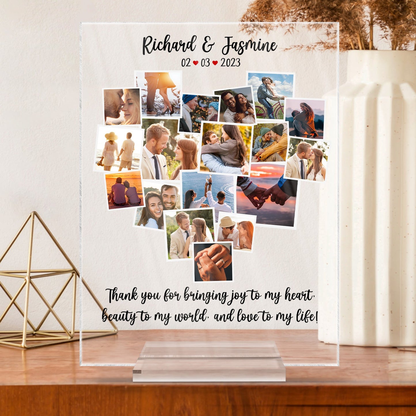 Custom Photo Heart Love - Anniversary Gift For Couples, Wife, Husband, Girlfriend, Boyfriend - Personalized Vertical Rectangle Acrylic Plaque