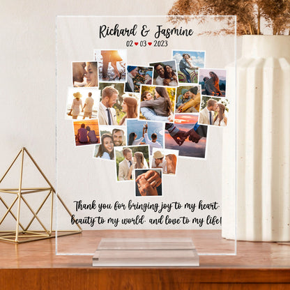Custom Photo Heart Love - Anniversary Gift For Couples, Wife, Husband, Girlfriend, Boyfriend - Personalized Vertical Rectangle Acrylic Plaque