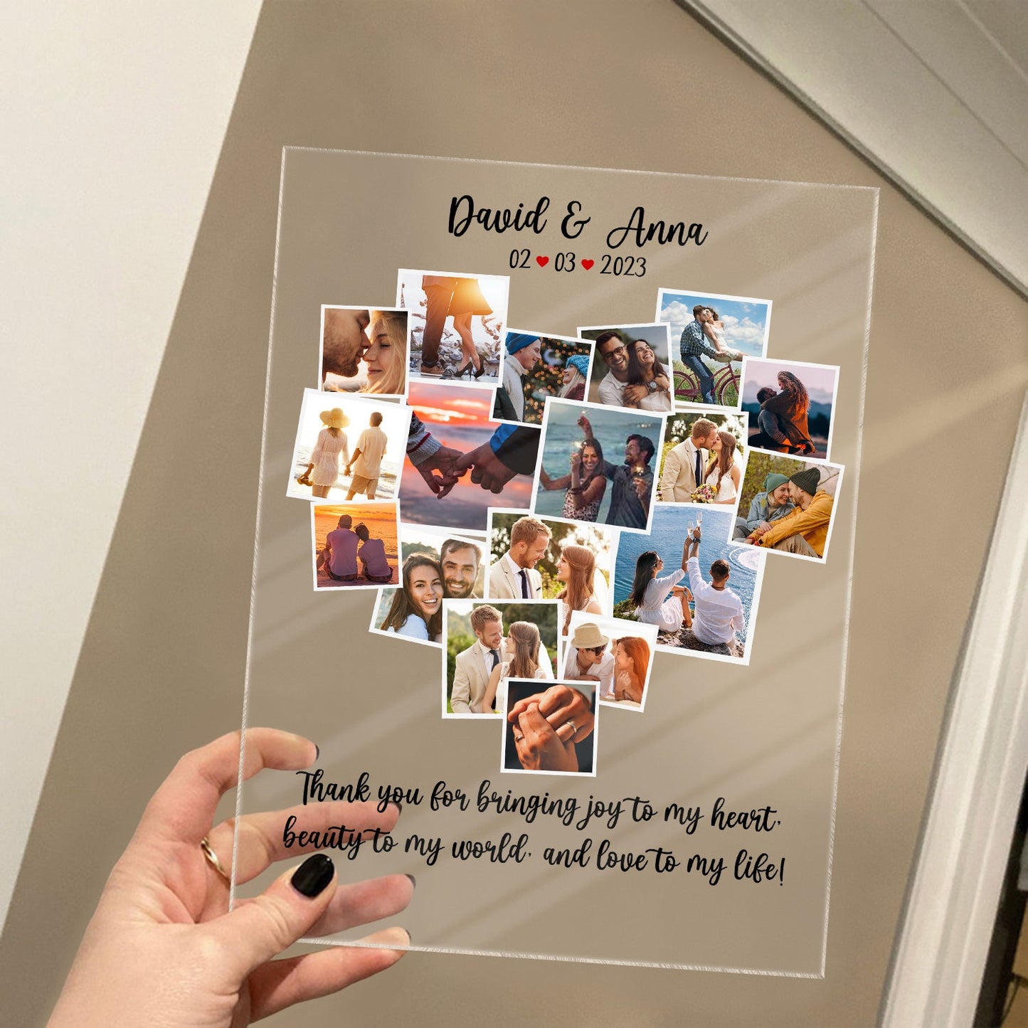 Custom Photo Heart Love - Anniversary Gift For Couples, Wife, Husband, Girlfriend, Boyfriend - Personalized Vertical Rectangle Acrylic Plaque