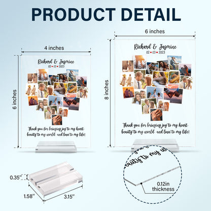 Custom Photo Heart Love - Anniversary Gift For Couples, Wife, Husband, Girlfriend, Boyfriend - Personalized Vertical Rectangle Acrylic Plaque