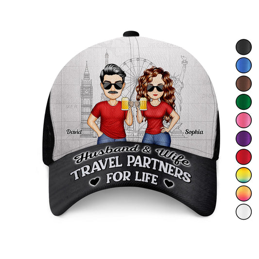 Husband & Wife Travel Partners For Life - Personalized Classic Cap