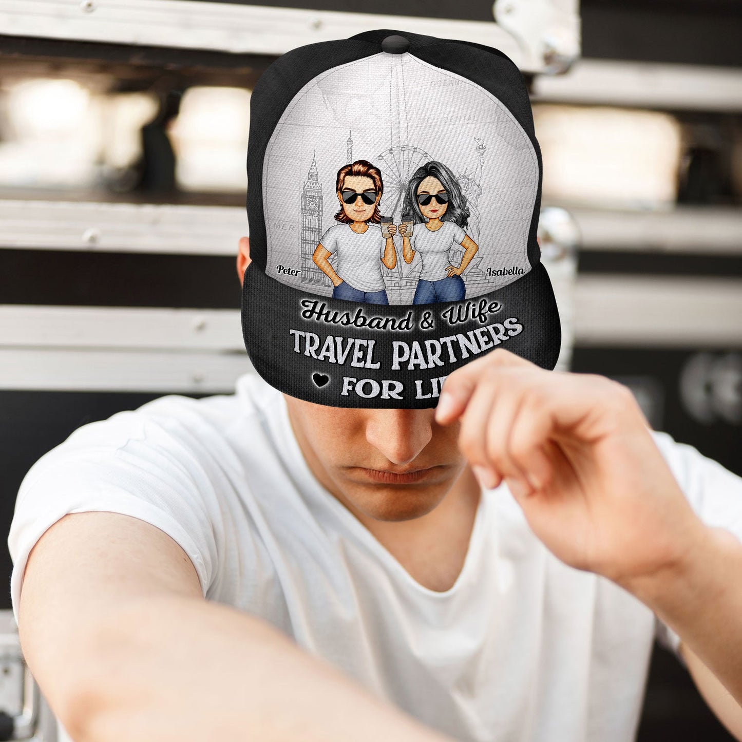 Husband & Wife Travel Partners For Life - Personalized Classic Cap