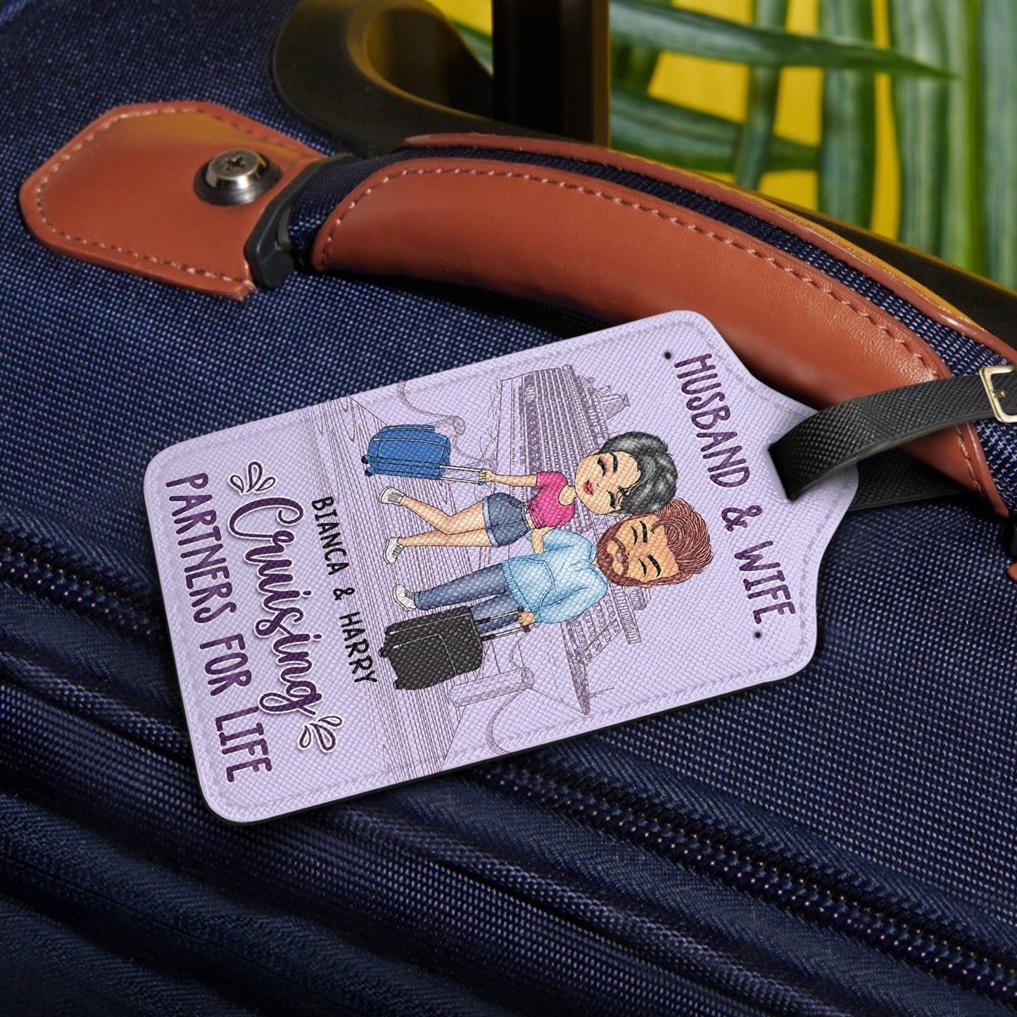 Husband & Wife Cruising Partners For Life - Gift For Couples - Personalized Luggage Tag