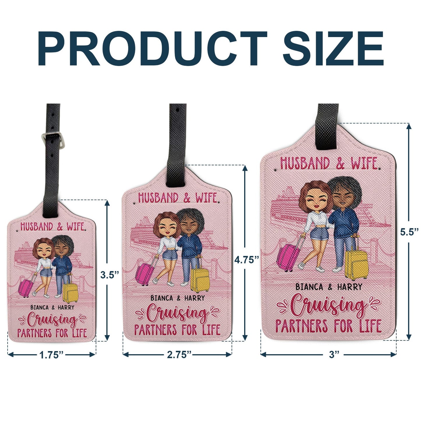 Husband & Wife Cruising Partners For Life - Gift For Couples - Personalized Luggage Tag