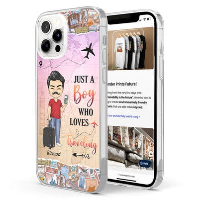 Just A Girl Boy Who Loves Traveling - Gift For Travel Lovers - Personalized Clear Phone Case