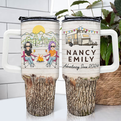 Adventuring Since - Gift For Camping Lovers, Camping Couples - Personalized 40oz Tumbler With Straw