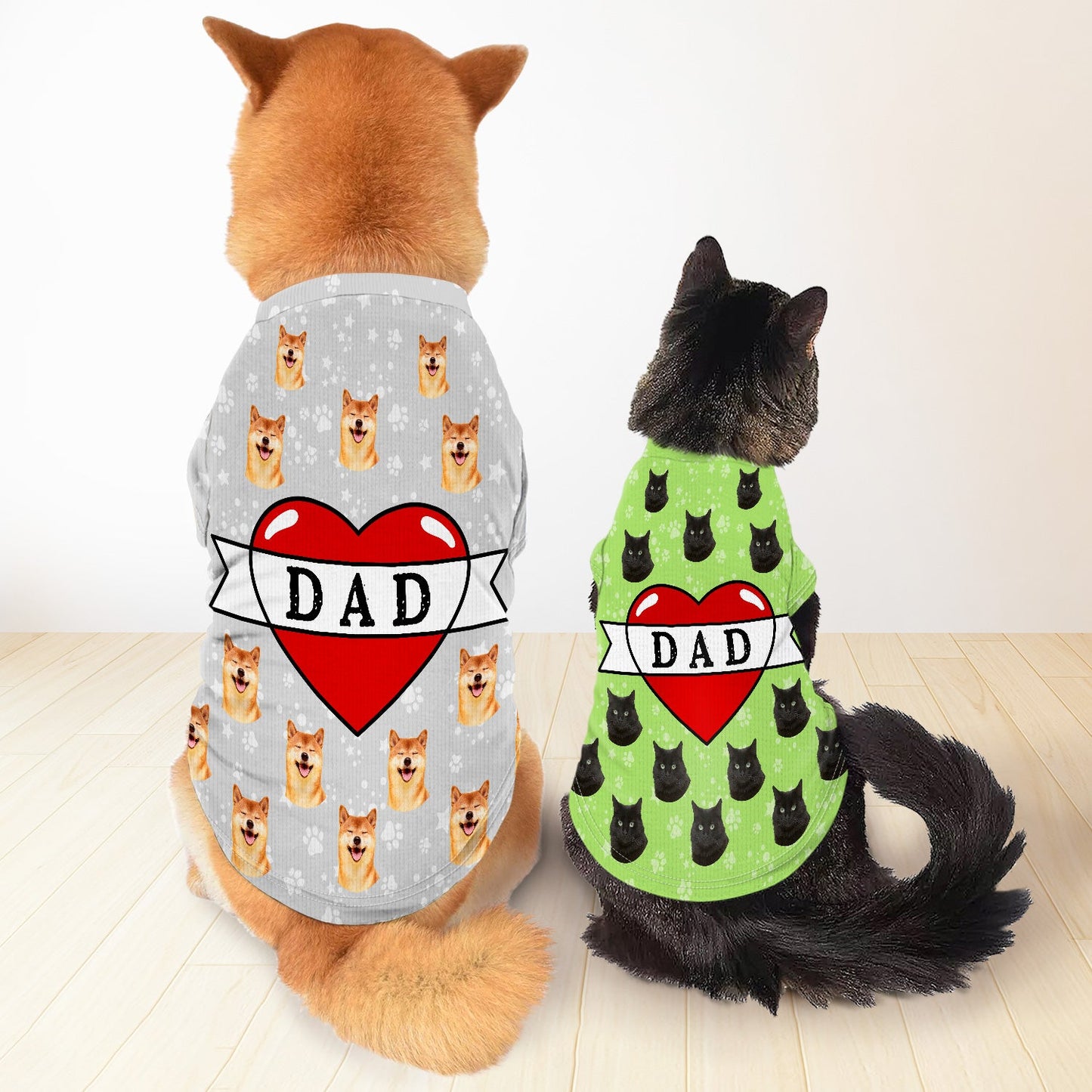 Custom Photo Dog Cat Tattoo Heart - Gift For Pet Lovers, Dog Mom, Dog Dad, Cat Mom, Cat Dad - Personalized Pet Shirt