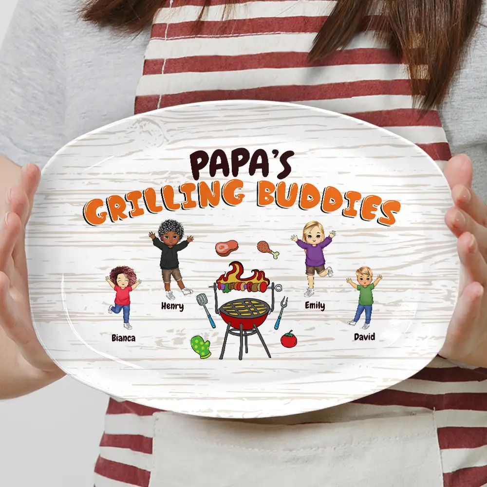 Papa's Grilling Buddies - Gift For Grandpa, Dad, Father - Personalized Plate