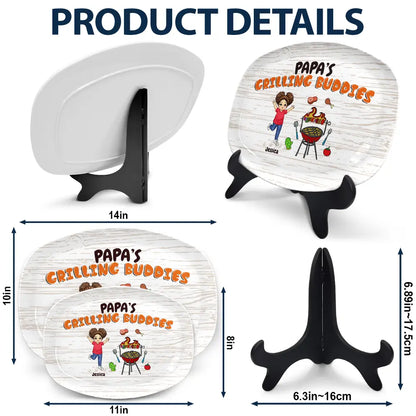 Papa's Grilling Buddies - Gift For Grandpa, Dad, Father - Personalized Plate