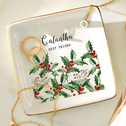 Birth Month Flower - Birthday, Loving Gift For Mom, Mother, BFF Best Friends, Besties, Sisters, Siblings - Personalized Ring Dish