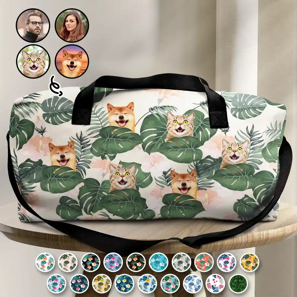 Custom Photo Funny Family Pet Face - Personalized Duffle Bag