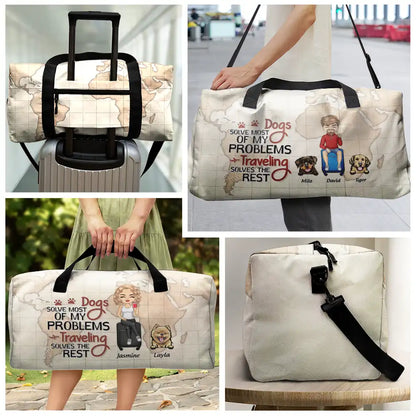 Dogs Solve Most Problems Traveling Solves The Rest - Personalized Duffle Bag