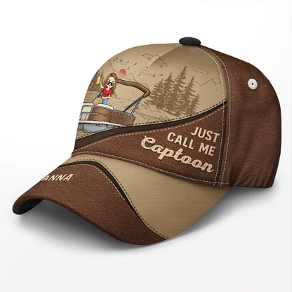 Just Call Me Captoon Pontoon Captain - Personalized Classic Cap