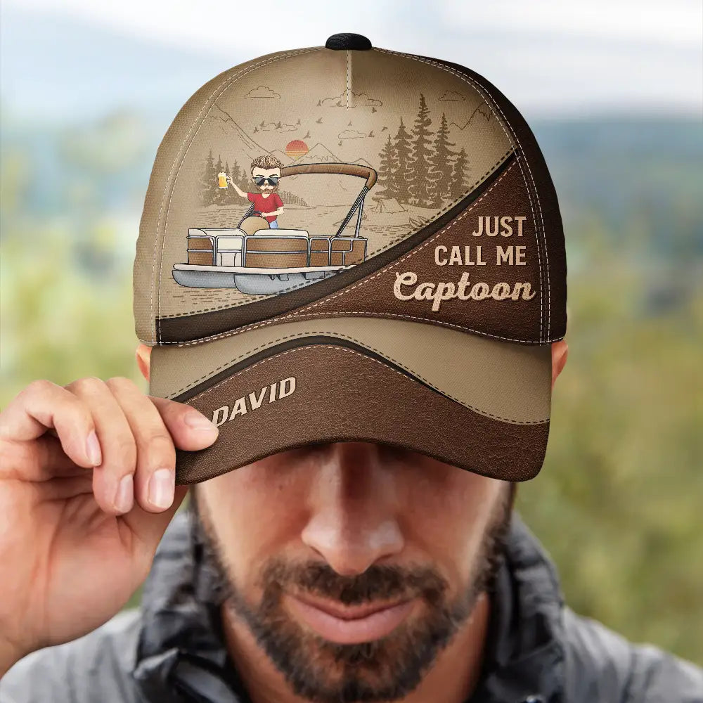 Just Call Me Captoon Pontoon Captain - Personalized Classic Cap