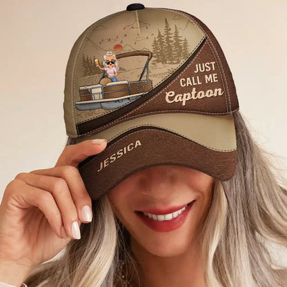 Just Call Me Captoon Pontoon Captain - Personalized Classic Cap