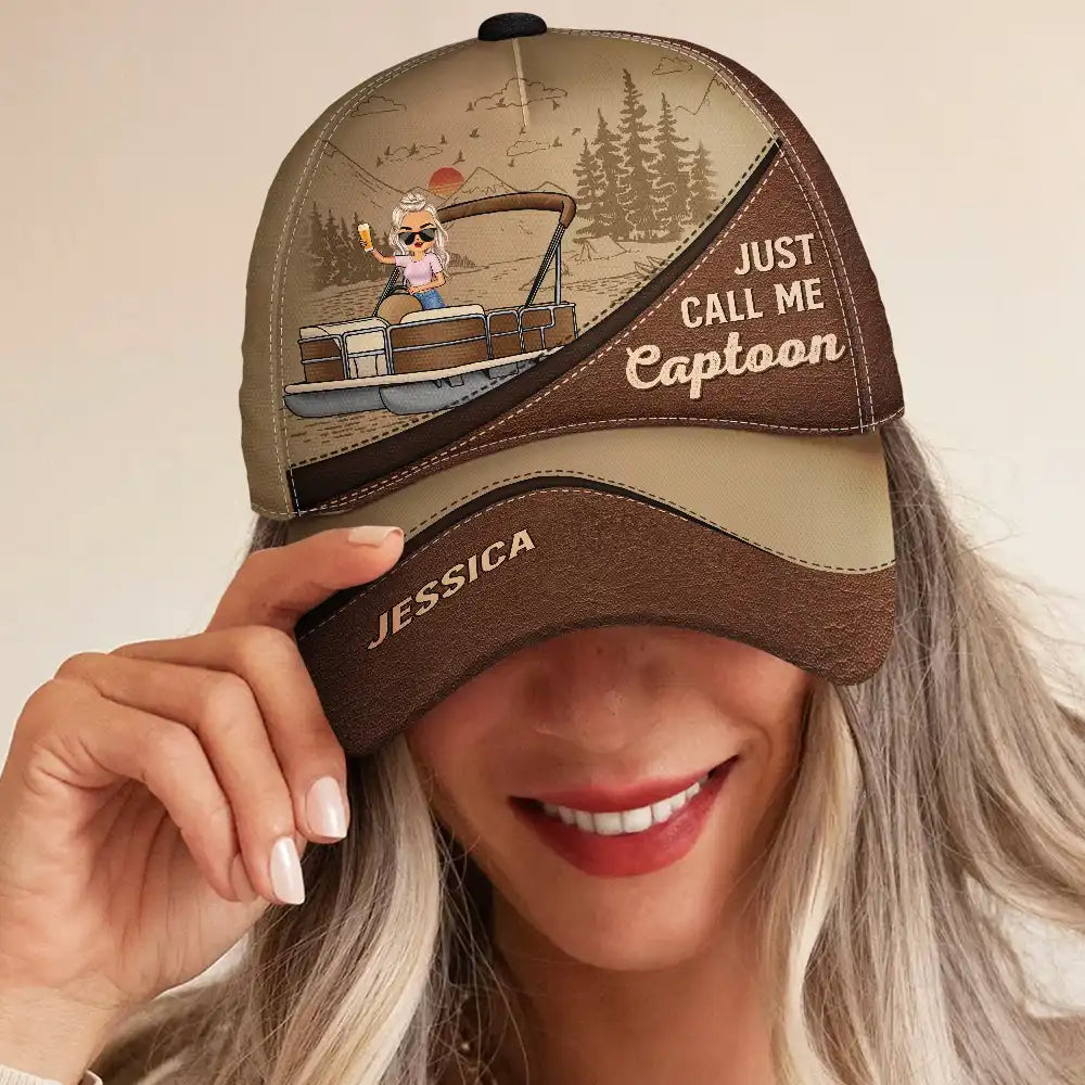 Just Call Me Captoon Pontoon Captain - Personalized Classic Cap