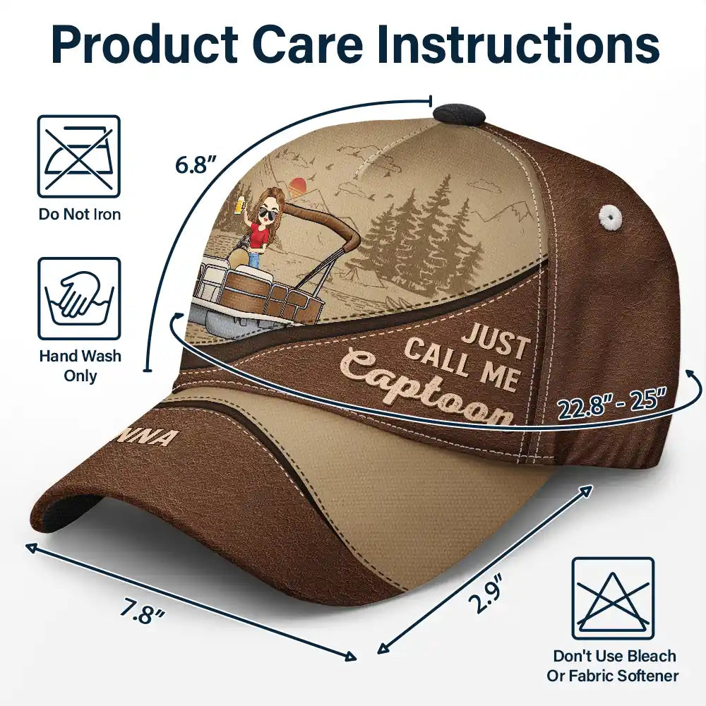 Just Call Me Captoon Pontoon Captain - Personalized Classic Cap