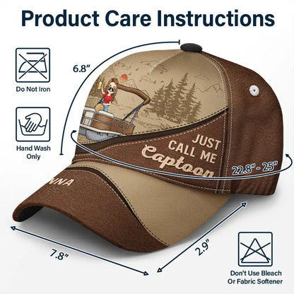 Just Call Me Captoon Pontoon Captain - Personalized Classic Cap