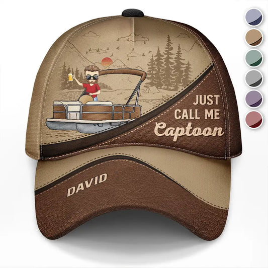 Just Call Me Captoon Pontoon Captain - Personalized Classic Cap