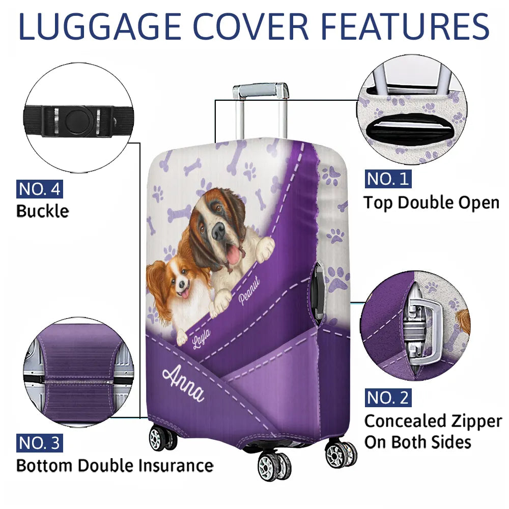 Dog Curve Heart Travel Lovers - Personalized Luggage Cover