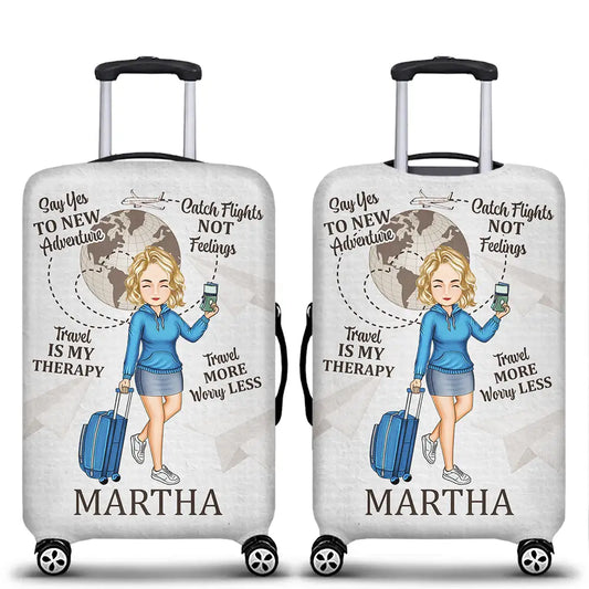 Say Yes To New Adventure Travel More Worry Less - Personalized Luggage Cover