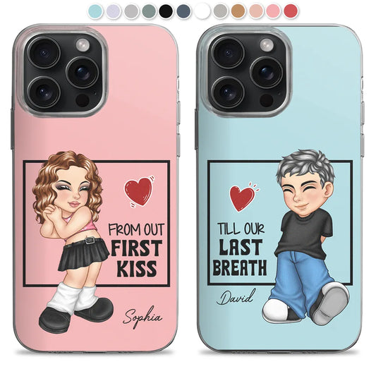 From Our First Kiss Couple - Personalized Clear Couple Phone Case