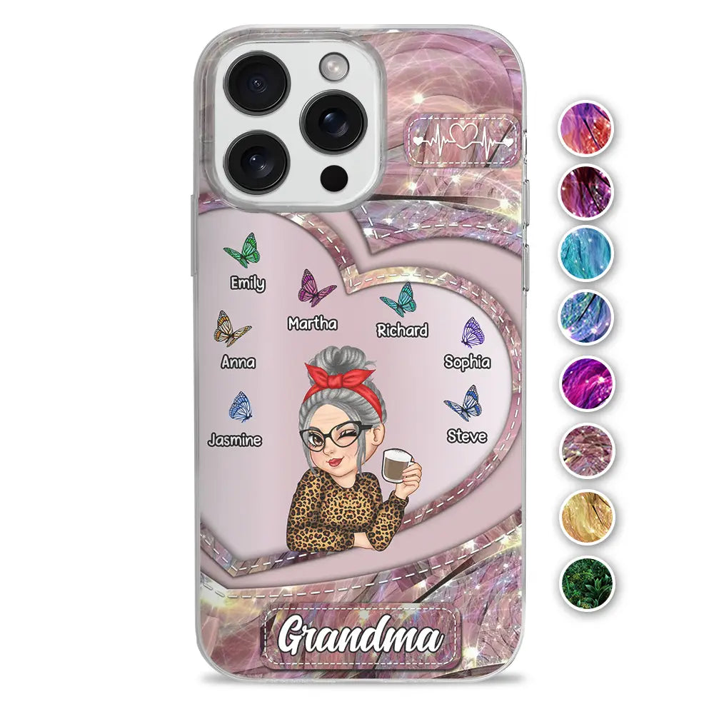 Sparkling Colorful Grandma Mom - Personalized Clear Phone Case