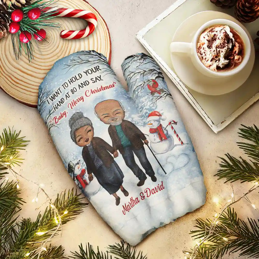 Couple I Want To Hold Your Hand At 80 - Personalized Warm Mittens