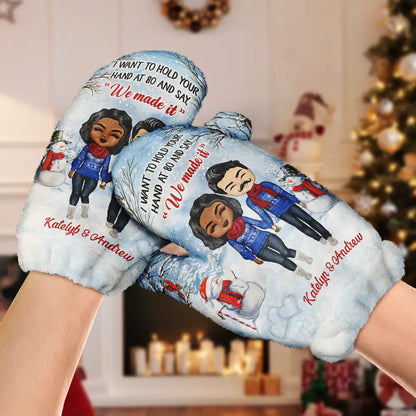 Couple I Want To Hold Your Hand At 80 - Personalized Warm Mittens