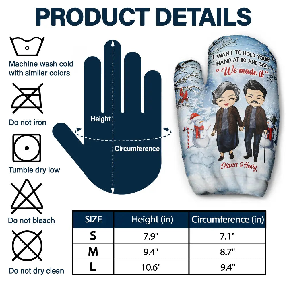 Couple I Want To Hold Your Hand At 80 - Personalized Warm Mittens