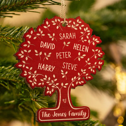 Family Tree - Personalized Custom Shaped Wooden Ornament