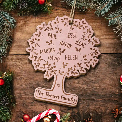 Family Tree - Personalized Custom Shaped Wooden Ornament